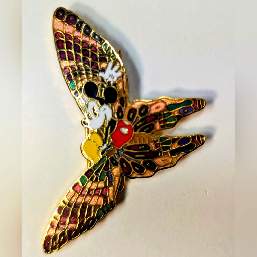 Wendy Gell Mickey On A Butterfly Cloisonne Hair Clip. Disney